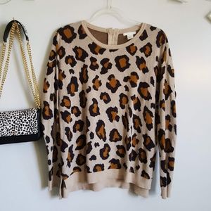 H&M cotton cheetah/leopard sweater top.